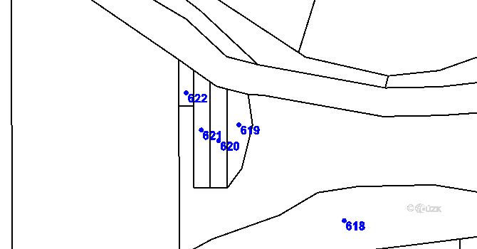 Parcela st. 619 v KÚ Pacelice, Katastrální mapa