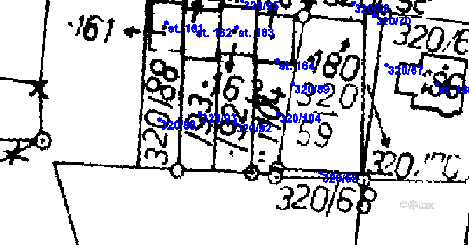 Parcela st. 320/92 v KÚ Škvořetice, Katastrální mapa