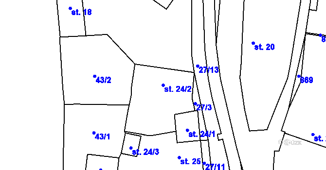 Parcela st. 24/2 v KÚ Škvořetice, Katastrální mapa