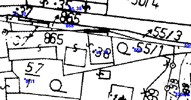 Parcela st. 38 v KÚ Škvořetice, Katastrální mapa