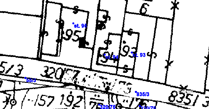 Parcela st. 94 v KÚ Škvořetice, Katastrální mapa