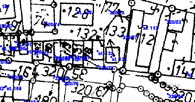 Parcela st. 132 v KÚ Škvořetice, Katastrální mapa
