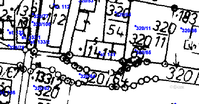 Parcela st. 141 v KÚ Škvořetice, Katastrální mapa