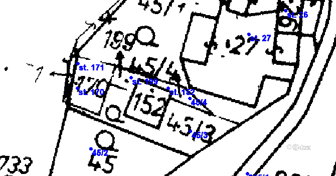 Parcela st. 152 v KÚ Škvořetice, Katastrální mapa