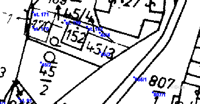Parcela st. 45/3 v KÚ Škvořetice, Katastrální mapa
