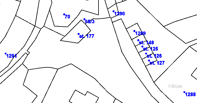 Parcela st. 68/1 v KÚ Škvořetice, Katastrální mapa