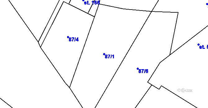 Parcela st. 87/1 v KÚ Škvořetice, Katastrální mapa