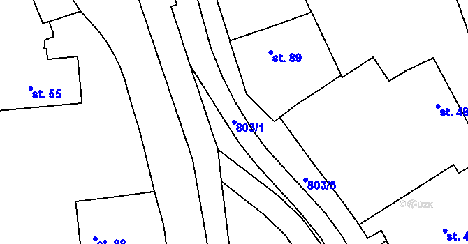 Parcela st. 803/1 v KÚ Škvořetice, Katastrální mapa