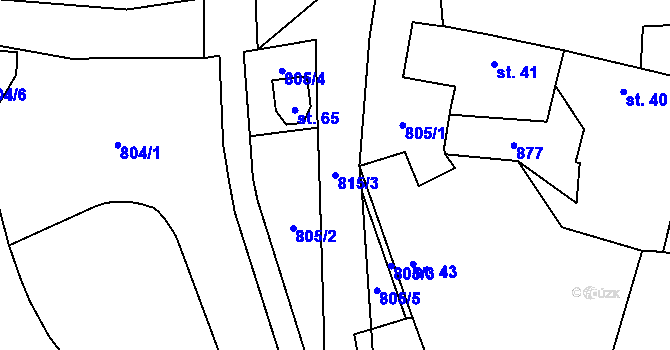 Parcela st. 815/3 v KÚ Škvořetice, Katastrální mapa