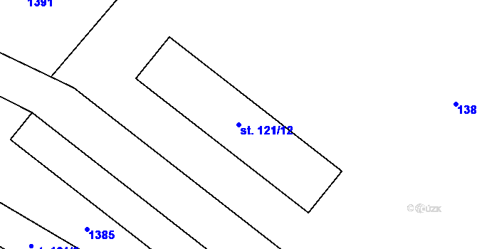 Parcela st. 121/12 v KÚ Škvořetice, Katastrální mapa