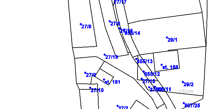 Parcela st. 27/19 v KÚ Škvořetice, Katastrální mapa