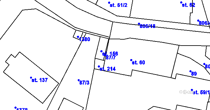 Parcela st. 87/7 v KÚ Škvořetice, Katastrální mapa
