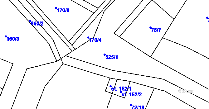 Parcela st. 525/1 v KÚ Šlapanice v Čechách, Katastrální mapa