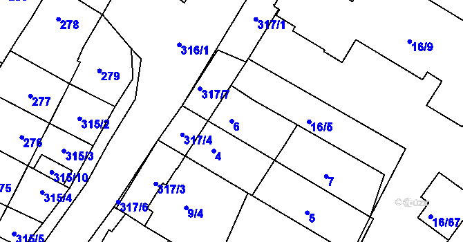 Parcela st. 6 v KÚ Šlapanice u Brna, Katastrální mapa