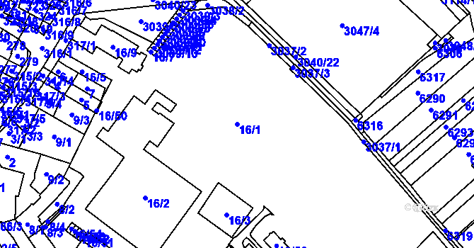 Parcela st. 16/1 v KÚ Šlapanice u Brna, Katastrální mapa