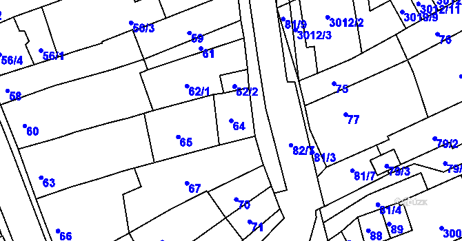 Parcela st. 64 v KÚ Šlapanice u Brna, Katastrální mapa