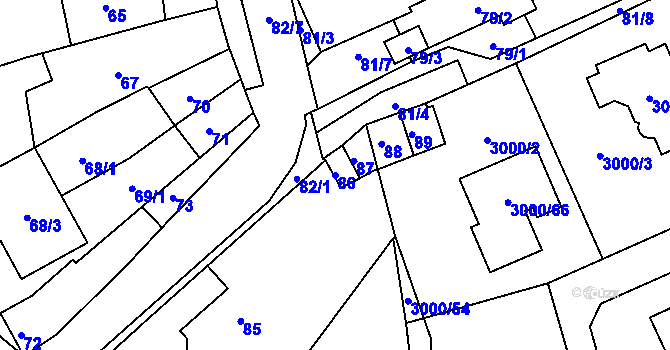 Parcela st. 86 v KÚ Šlapanice u Brna, Katastrální mapa