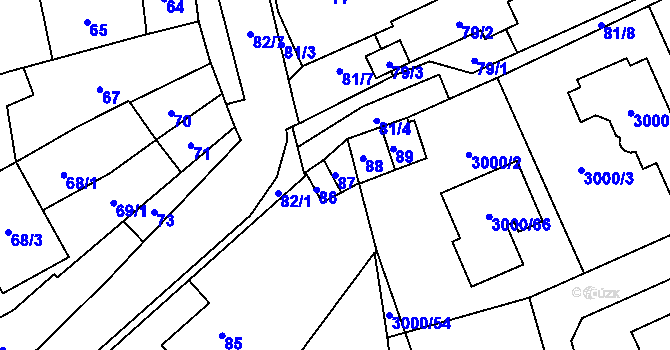 Parcela st. 87 v KÚ Šlapanice u Brna, Katastrální mapa