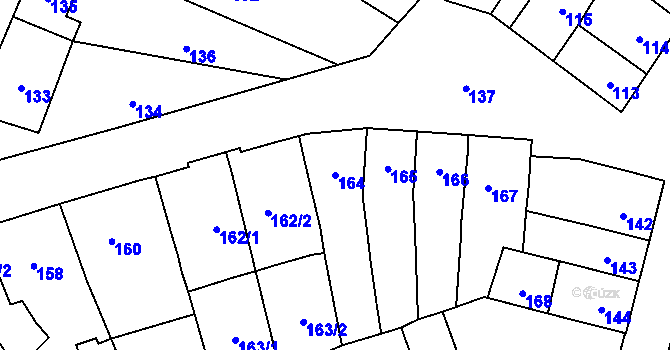Parcela st. 164 v KÚ Šlapanice u Brna, Katastrální mapa