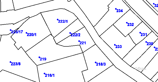 Parcela st. 221 v KÚ Šlapanice u Brna, Katastrální mapa