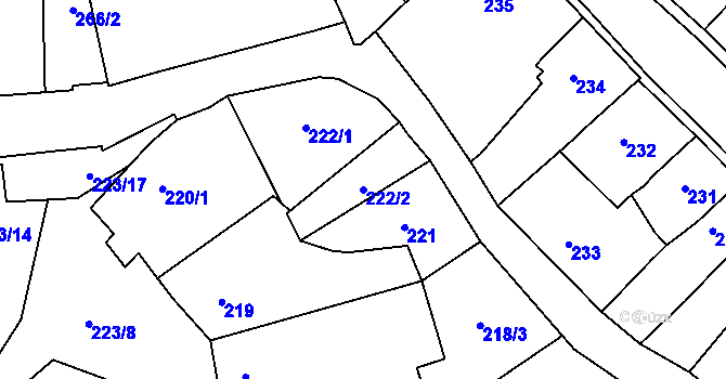 Parcela st. 222/2 v KÚ Šlapanice u Brna, Katastrální mapa