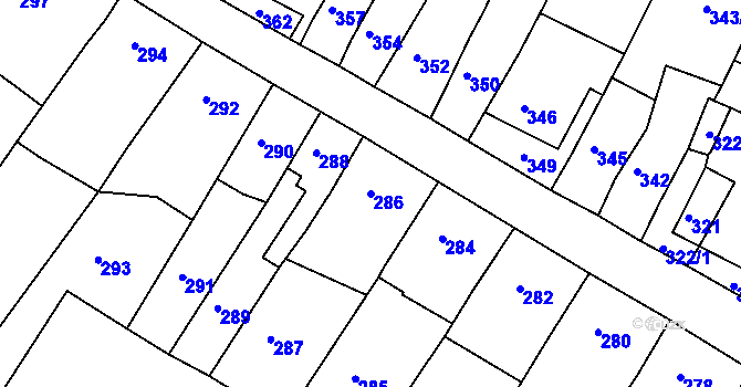 Parcela st. 286 v KÚ Šlapanice u Brna, Katastrální mapa