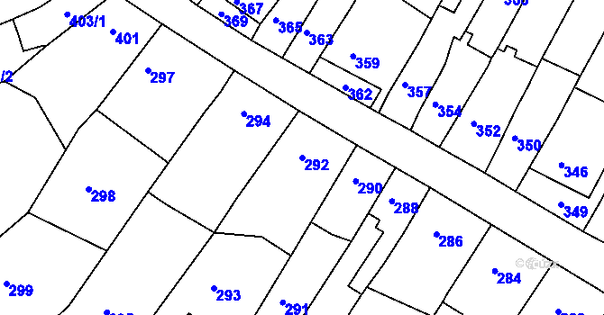 Parcela st. 292 v KÚ Šlapanice u Brna, Katastrální mapa