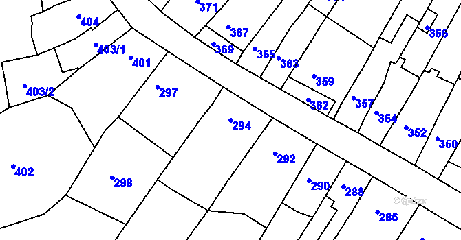 Parcela st. 294 v KÚ Šlapanice u Brna, Katastrální mapa