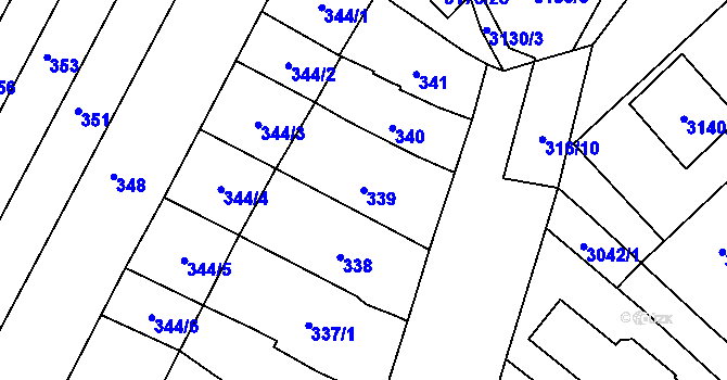 Parcela st. 339 v KÚ Šlapanice u Brna, Katastrální mapa