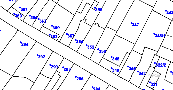Parcela st. 352 v KÚ Šlapanice u Brna, Katastrální mapa
