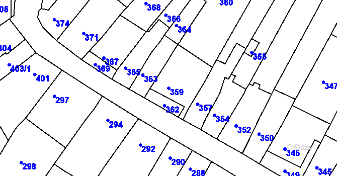 Parcela st. 359 v KÚ Šlapanice u Brna, Katastrální mapa