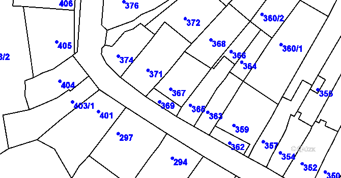 Parcela st. 367 v KÚ Šlapanice u Brna, Katastrální mapa