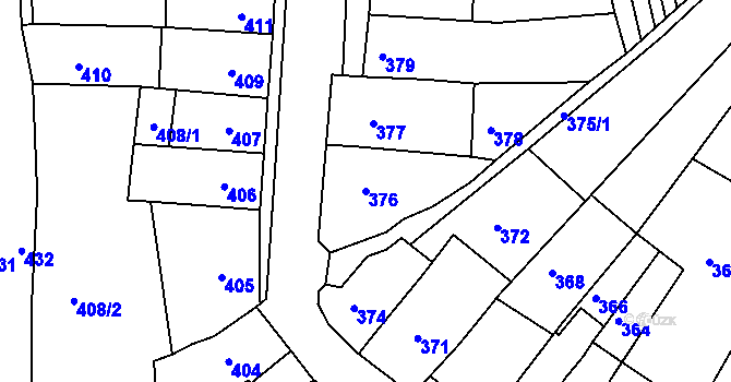 Parcela st. 376 v KÚ Šlapanice u Brna, Katastrální mapa