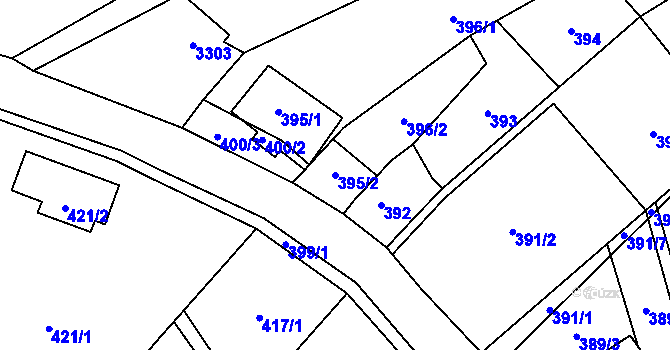 Parcela st. 395/2 v KÚ Šlapanice u Brna, Katastrální mapa