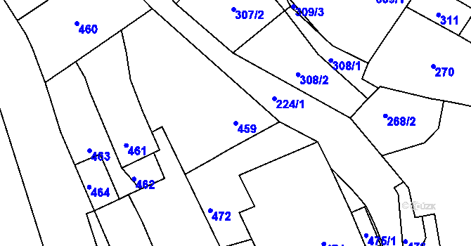 Parcela st. 459 v KÚ Šlapanice u Brna, Katastrální mapa