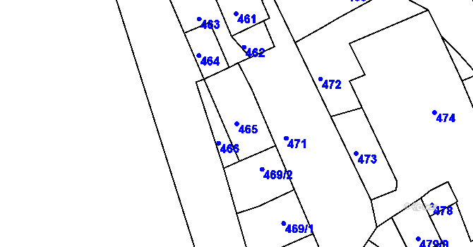Parcela st. 465 v KÚ Šlapanice u Brna, Katastrální mapa