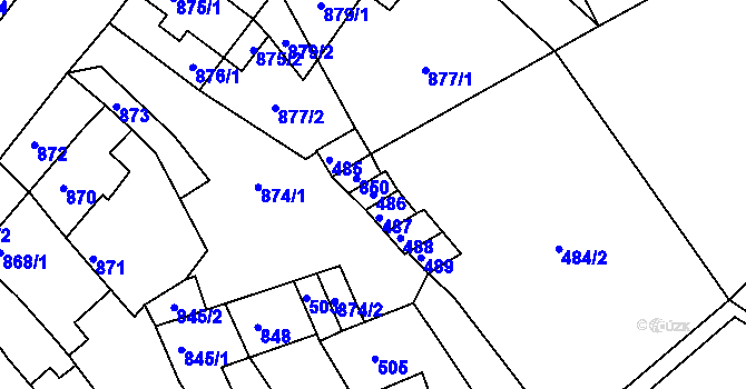 Parcela st. 486 v KÚ Šlapanice u Brna, Katastrální mapa