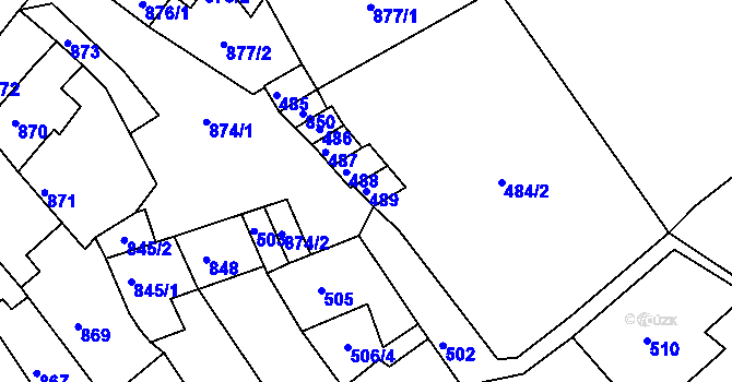 Parcela st. 489 v KÚ Šlapanice u Brna, Katastrální mapa