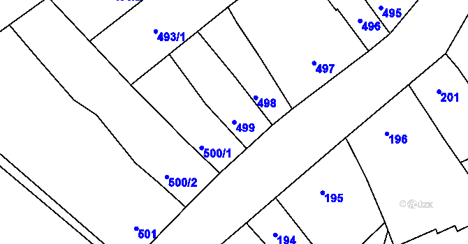 Parcela st. 499 v KÚ Šlapanice u Brna, Katastrální mapa