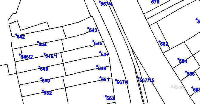 Parcela st. 547 v KÚ Šlapanice u Brna, Katastrální mapa