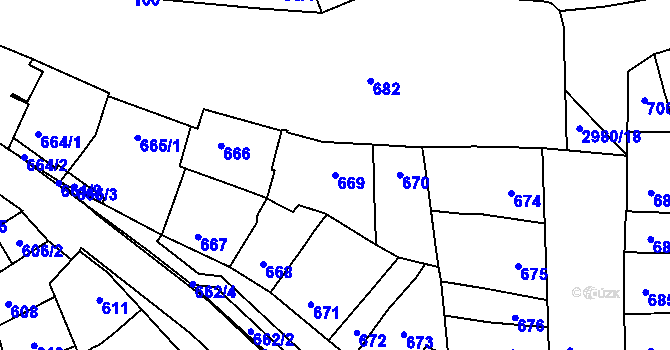 Parcela st. 669 v KÚ Šlapanice u Brna, Katastrální mapa