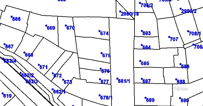 Parcela st. 675 v KÚ Šlapanice u Brna, Katastrální mapa