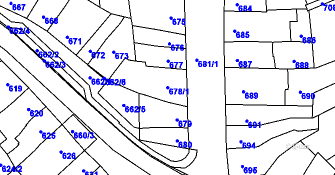 Parcela st. 678/1 v KÚ Šlapanice u Brna, Katastrální mapa