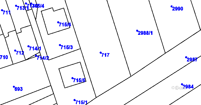 Parcela st. 717 v KÚ Šlapanice u Brna, Katastrální mapa