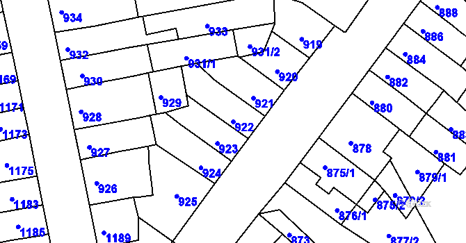 Parcela st. 922 v KÚ Šlapanice u Brna, Katastrální mapa