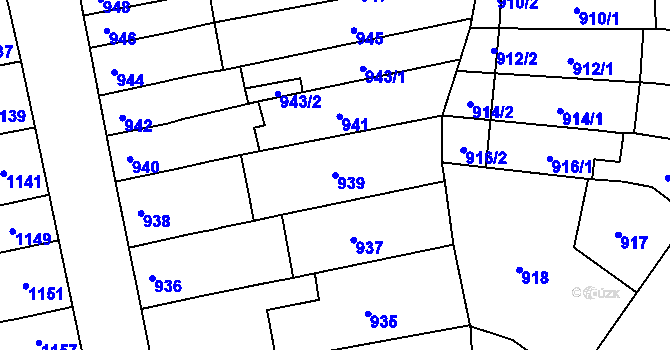 Parcela st. 939 v KÚ Šlapanice u Brna, Katastrální mapa