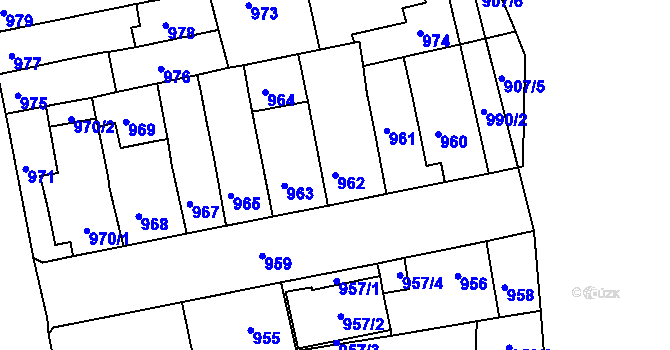Parcela st. 962 v KÚ Šlapanice u Brna, Katastrální mapa