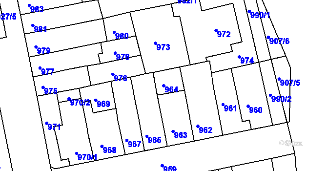 Parcela st. 964 v KÚ Šlapanice u Brna, Katastrální mapa