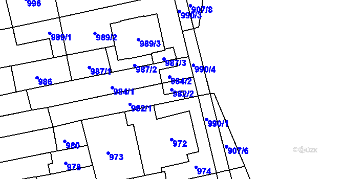 Parcela st. 982/2 v KÚ Šlapanice u Brna, Katastrální mapa