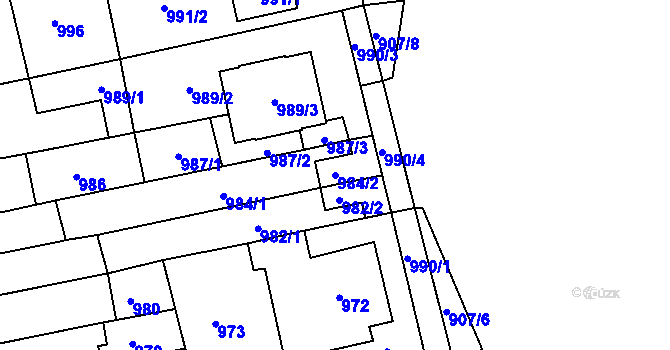 Parcela st. 984/2 v KÚ Šlapanice u Brna, Katastrální mapa